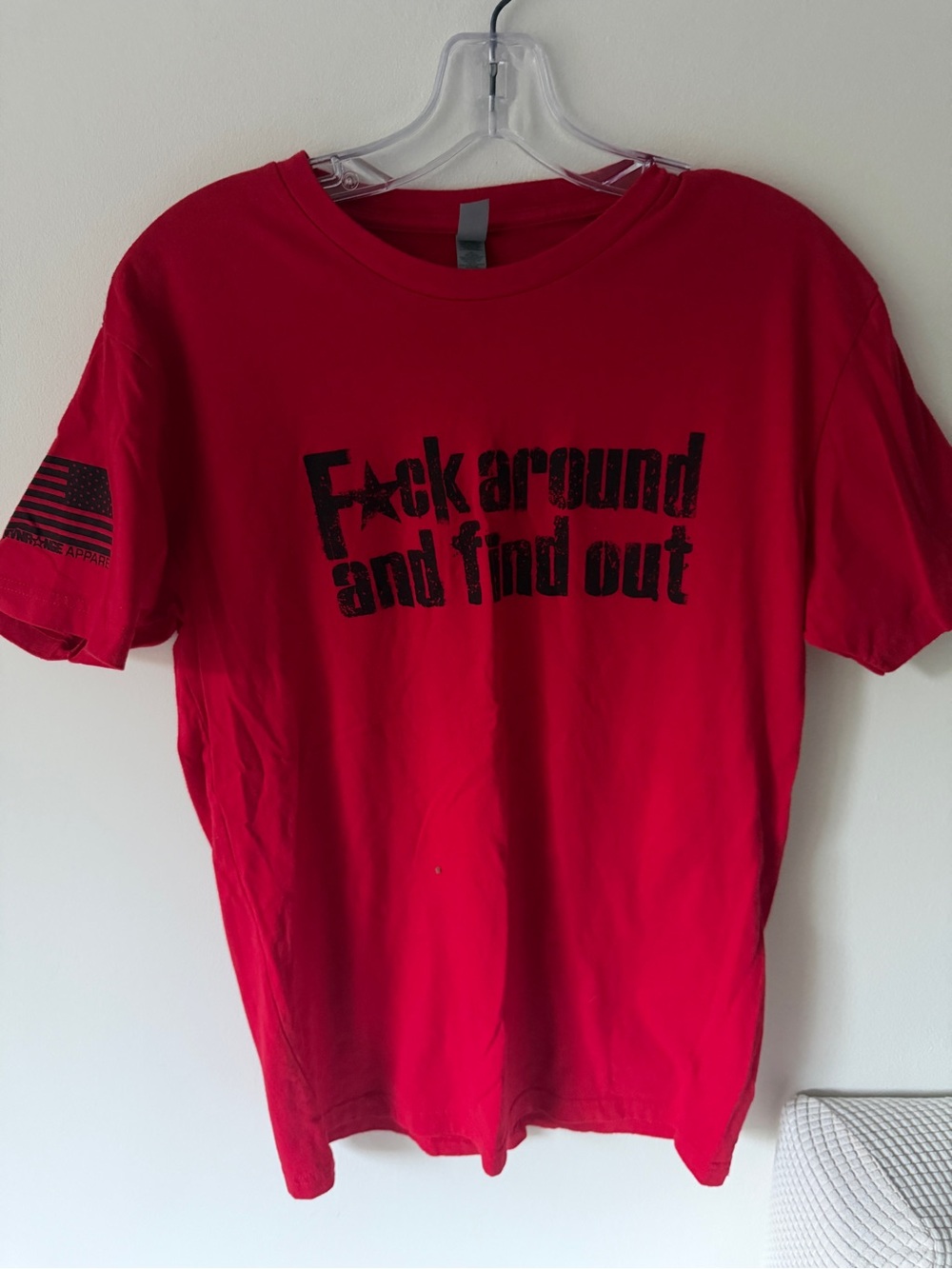 Next Level Apparel Red Short Sleeve Tee with Black Graphic Text